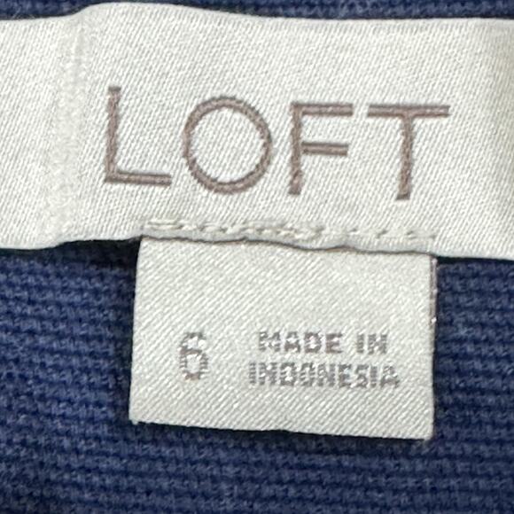 LOFT Skirt Size 6 Navy Blue Button Detail Mini Nautical Preppy Y2K Cotton Blend - Picture 3 of 7